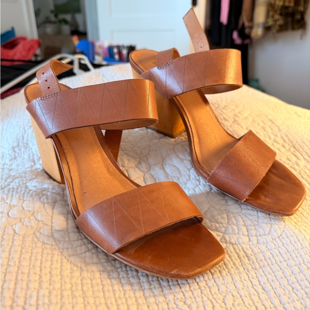 Madewell Tan Leather Wedge Sandals